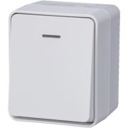 Выключатель ОУ 1-кл Атлас с инд. белый IP54 (113)
