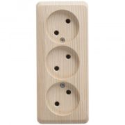 Розетка ОУ 3-м Этюд б/з 16А PA16-009D сосна