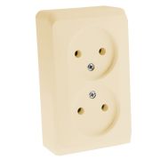 Розетка ОУ 2-м Этюд б/з 16А PA16-005K крем