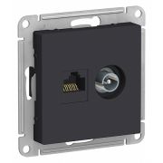Розетка СУ 2-м Атлас (мех.) ТВ+RJ45 карбон (1089)