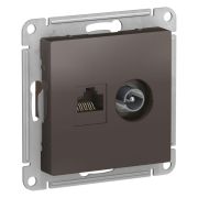 Розетка СУ 2-м Атлас (мех.) ТВ+RJ45 мокко (689)