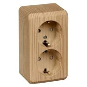 Розетка ОУ 2-м Этюд с/з с/ш 16А PA16-008D сосна