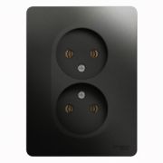 Розетка СУ 2-м Глосса б/з 16А антрацит