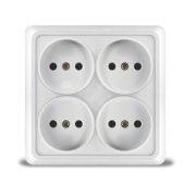 Розетка ОУ 4-м б/з 16А Олимп (квадрат) белый