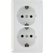Розетка ОУ 2-м Хит с/з РА16-238И-Б с изол. пл. белый