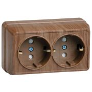 Розетка 2-м ОП Октава РСш22-3-ОД 16А IP20 с заземл. защ. шторки дуб GENERICA ERO24-K04-16-DC
