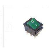 Выкл-кнопка 250V 15А (6с) ON-ON зеленый с подсветкой REXANT