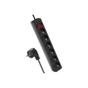 Фильтр сетевой Космос 6гн 1,8м 16А 3500Вт с/з выкл. (ПВС 3*1) черный