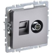 Розетка компьютерная + телевизионная 2-м Brite РТВ/РК12-БрС RJ45 кат.5E + TV механизм сталь IEK BR-AK20-1-K46