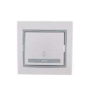 Переключатель проходной 1-кл. СП Mira 10А с сер. вставкой бел. LEZARD 701-0215-105