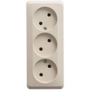 Розетка ОУ 3-м Этюд б/з 16А PA16-009K крем