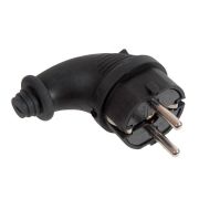 Вилка Универсал угловая c/з каучук 16А черная 1241