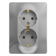 Розетка СУ 2-м Глосса с/з 16А алюминий