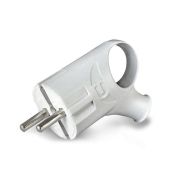 Вилка Универсал А112 угловая с ушком с/з 16А белая