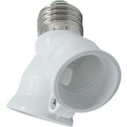 Переходник с цоколя Е27 на 2хЕ27 Ecola белый