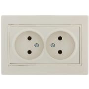 Розетка СУ 2-м Мира б/з 16А крем (0303-128)