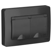 Розетка СУПГ 2-м Бланка з/ш 16A с крышкой антрацит