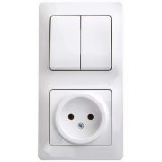 Блок СУ Роз б/з+Выкл 2-кл Глосса белый (172)