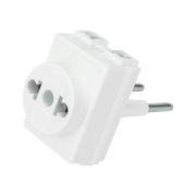 Переходник Rexant «Козья ножка» 3гн 10А белый