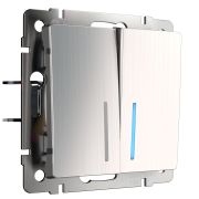 Выключатель СУ 2-кл (мех.) с инд. глянц. никель W1120102 Веркель