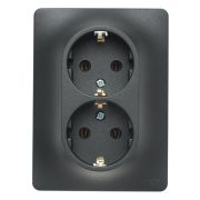 Розетка СУ 2-м Глосса с/з 16А антрацит