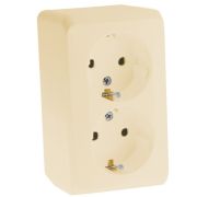 Розетка ОУ 2-м Этюд с/з 16А PA16-007K крем