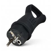 Вилка Универсал угловая с кольцом каучук 16А черная 0003