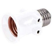 Патрон-переходник Ecola с E27 на E27 с выходами на розетки «Жулик» белый