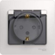 Розетка СУ 1-м Глосса з/ш 16А с крышкой IP44 белый
