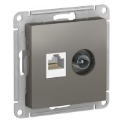 Розетка СУ 2-м Атлас (мех.) ТВ+RJ-45 сталь (989)