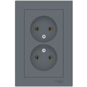 Розетка СУ 2-м Атлас б/з 16А грифель (720)