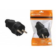 Вилка ТДМ прямая c/з каучук 16А черная