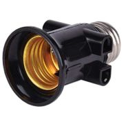 Патрон-переходник Ecola с E27 на E27 с выходами на розетки «Жулик» черный