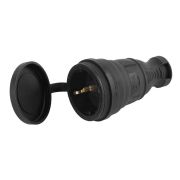 Штепсель ЭРА каучук с крышкой 1гн 16А IP44