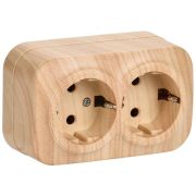 Розетка ОУ 2-м с/з GLORY РС22-3-ХС 16А ИЭК сосна