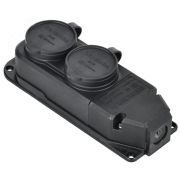 Колодка 2гн IP44 GENERICA каучук черная