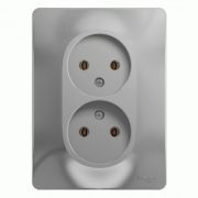 Розетка СУ 2-м Глосса б/з 16А алюминий (320)