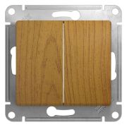 Переключатель СУ 2-кл Глосса (мех.) проходной дуб