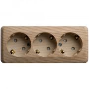 Розетка ОУ 3-м Этюд с/з с/ш 16А PA16-012D сосна