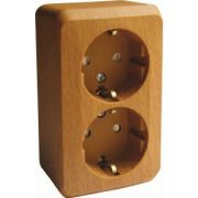 Розетка ОУ 2-м Этюд с/з с/ш 16А PA16-008T бук