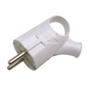 Вилка ASD/InHome угловая с ушком с/з 16А белая 9124
