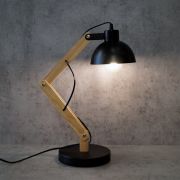 Светильник настольный COMFORT 843B под лампу E27 на основании ДЕРЕВО+МЕТАЛЛ Черный OREOL