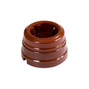 Ретро «МезонинЪ» Розетка фарфор с з/к КОРИЧНЕВЫЙ