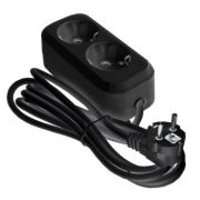 Удлинитель Универсал Е-302 2гн 2м с/з 16А (ПВС 3х1) черный