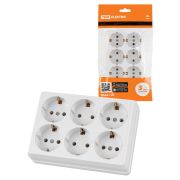 Розетка ОУ 6-м с/з 16А ТДМ Ладога белый