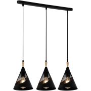 Люстра подвес Reluce 60W Е27*3 металл черный 03250-3.9-03 BK+WOOD