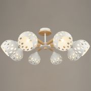 Светильник-люстра Reluce Е27 60W*8 белый/дерево 04369-0.3-08 WT