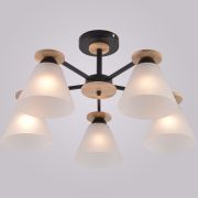 Светильник-люстра Reluce Е27 60W*5 черный/дерево 01625-0.3-05 BK+WOOD