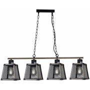 Люстра подвес ILLUMICO 40W*4 Е27 металл черный/дерево IL1006-4LL-05 BK WOOD