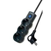 Удлинитель Космос 3гн 5м с/з 10А (ПВС 3х0.75) выкл. черный